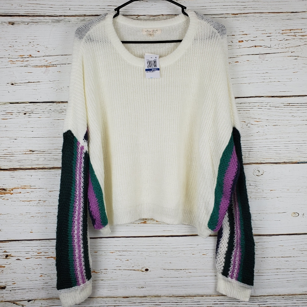 NWT Ultra Flirt Oversized Striped Sleeve Sweater